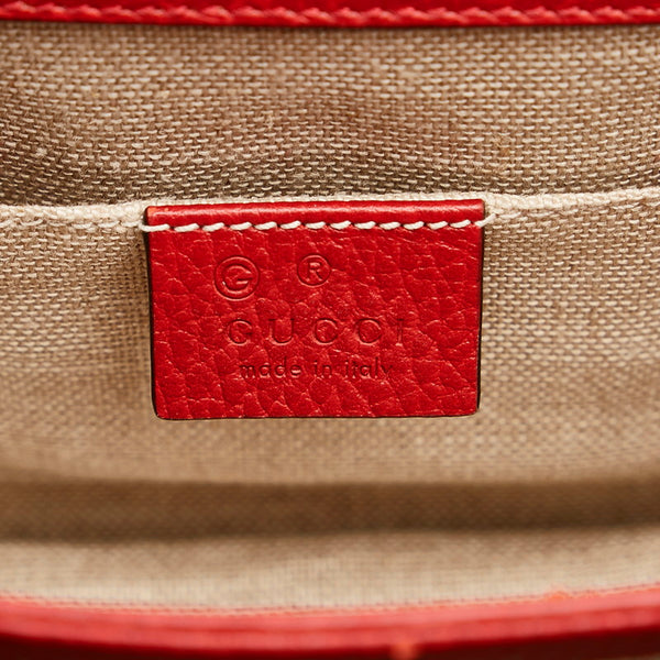 グッチ インターロッキングG チェーン ショルダーバッグ 510304 レッド レザー レディース GUCCI 【中古】