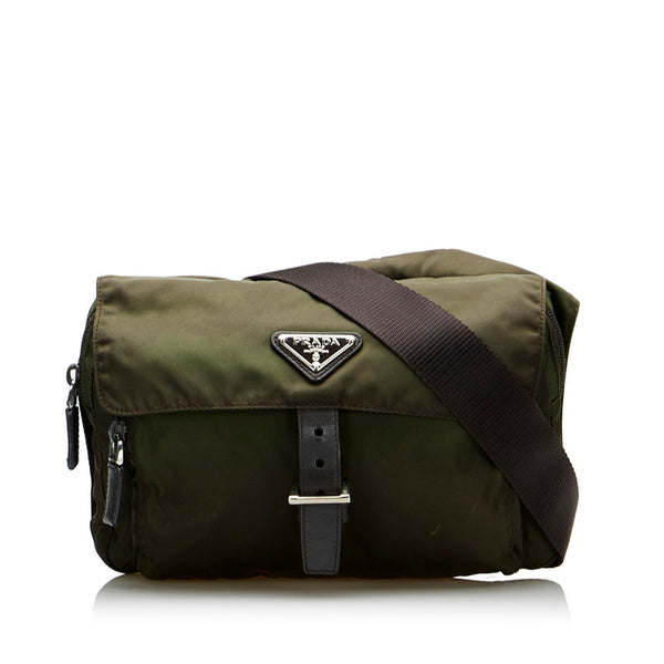 プラダ 斜め掛け ショルダーバッグ  カーキ ナイロン レディース PRADA 【中古】