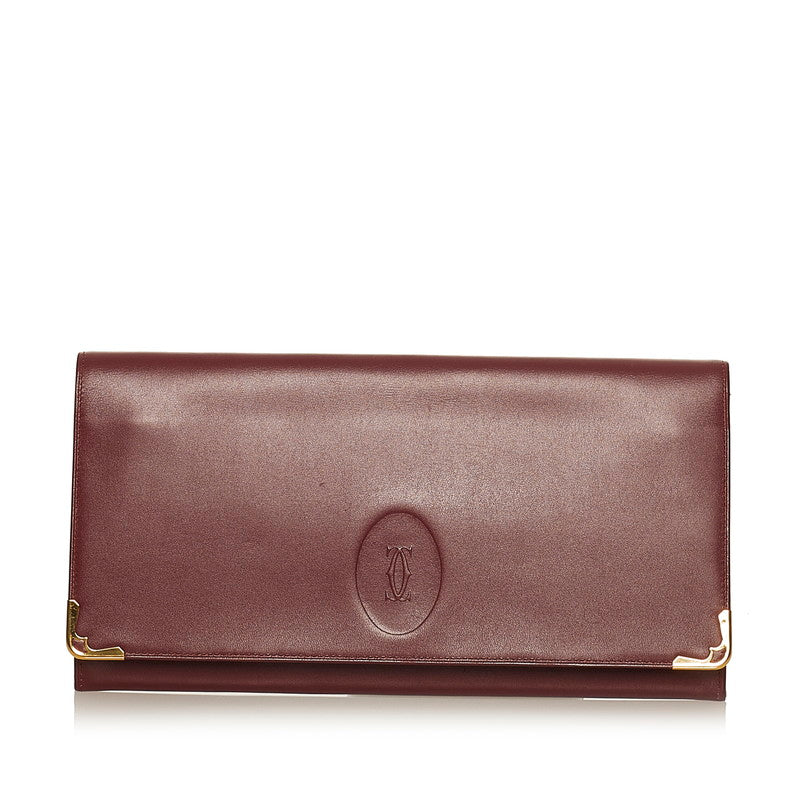 カルティエ マスト ボルドー レザー クラッチバッグ レディース CARTIER 【中古】