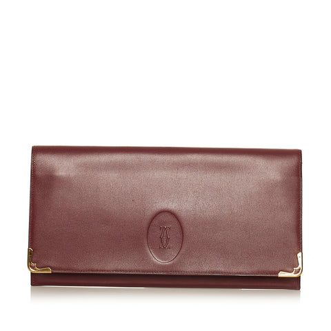 カルティエ マスト ボルドー レザー クラッチバッグ レディース CARTIER 【中古】