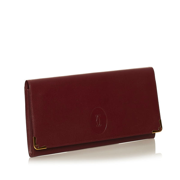 カルティエ マスト ボルドー レザー クラッチバッグ レディース CARTIER 【中古】