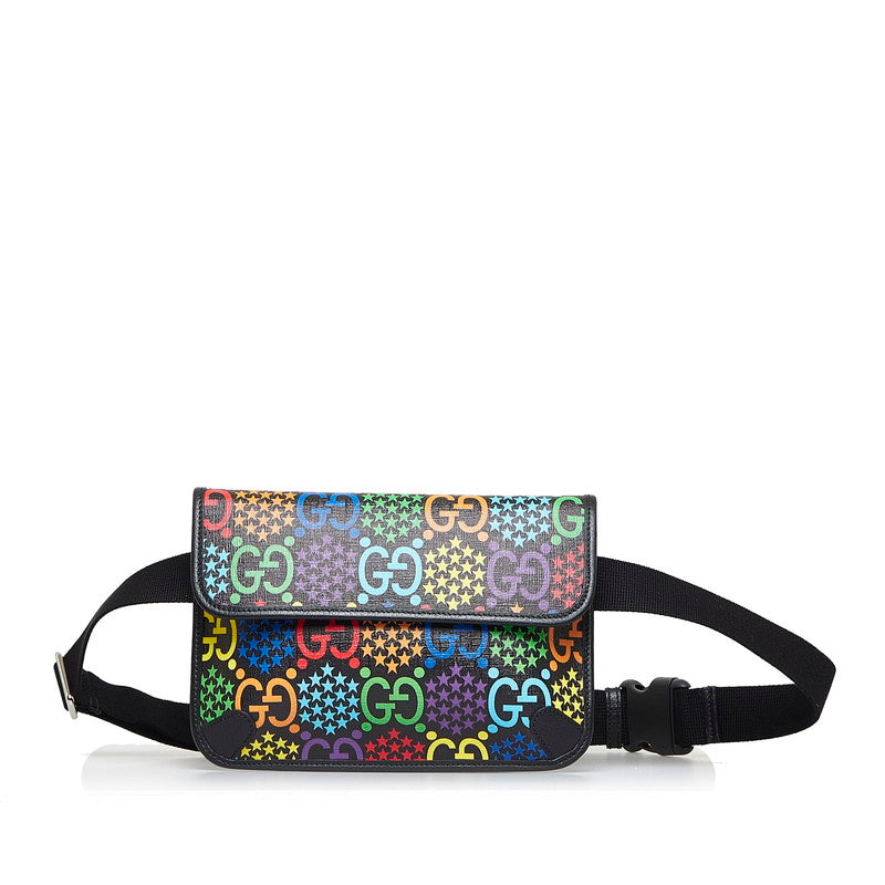 グッチ GGサイケデリック ボディバッグ ウエストバッグ 598113 ブラック マルチカラー PVC レザー レディース GUCCI 【中古】
