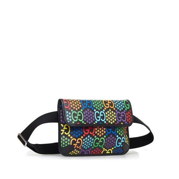 グッチ GGサイケデリック ボディバッグ ウエストバッグ 598113 ブラック マルチカラー PVC レザー レディース GUCCI 【中古】