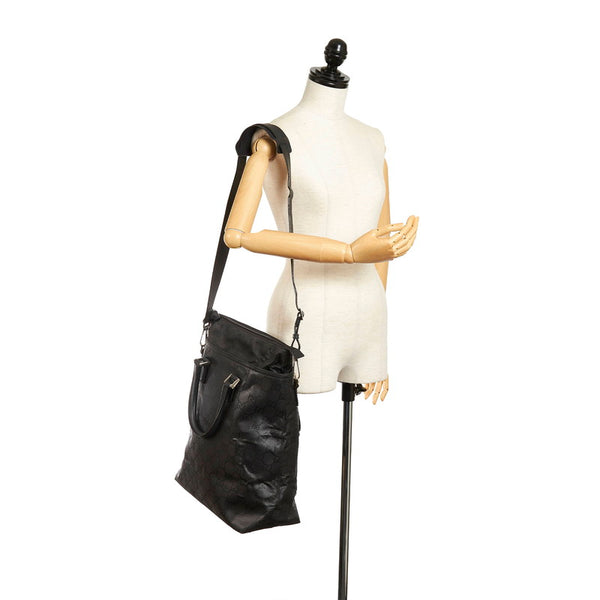 グッチ GGナイロン ショルダーバッグ トートバッグ 2WAY 012-0380-08 ブラック ナイロン レザー メンズ GUCCI 【中古】