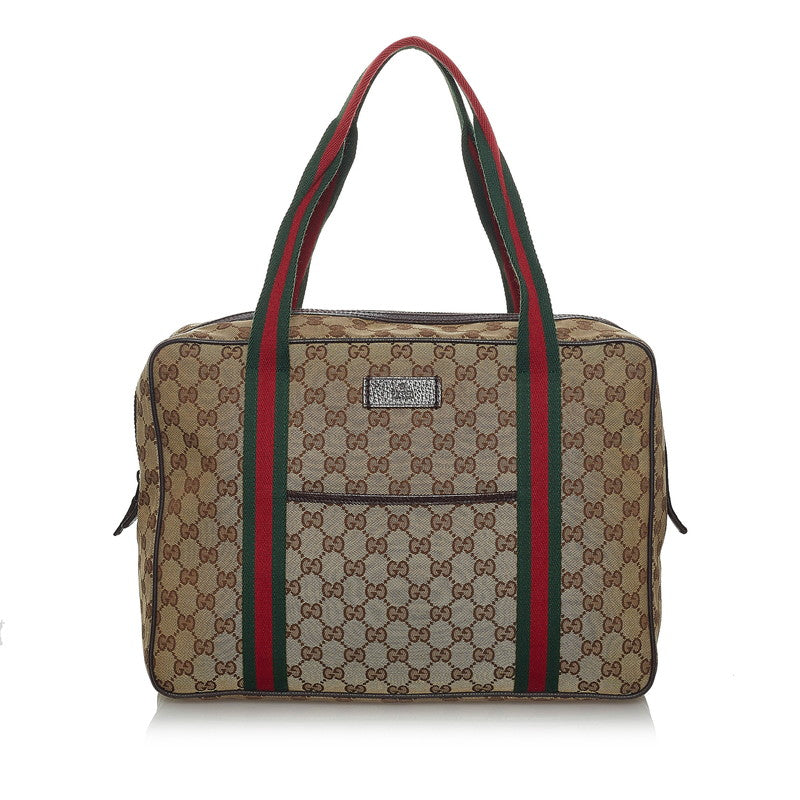 グッチ ＧGキャンバス シェリーライン ハンドバッグ 189753 ベージュ ブラウン キャンバス レザー レディース GUCCI 【中古】