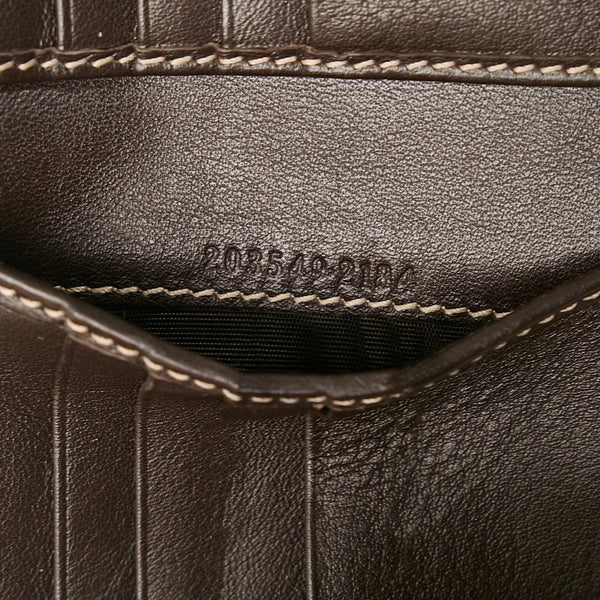 グッチ GGキャンバス Wホック 二つ折り財布 コンパクトウォレット 203549 ベージュ ブラウン キャンバス レザー レディース GUCCI 【中古】