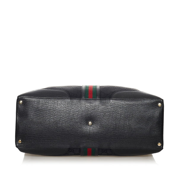 グッチ GGキャンバス シェリーライン トートバッグ 130994 ブラック キャンバス レザー レディース GUCCI 【中古】