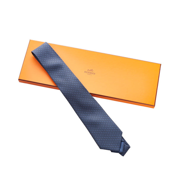 エルメス ネクタイ ネイビー シルク メンズ HERMES 【中古】