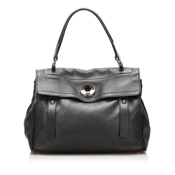 サンローラン ミューズトゥ ハンドバッグ ブラック カーフ キャンバス レディース SAINT LAURENT 【中古】