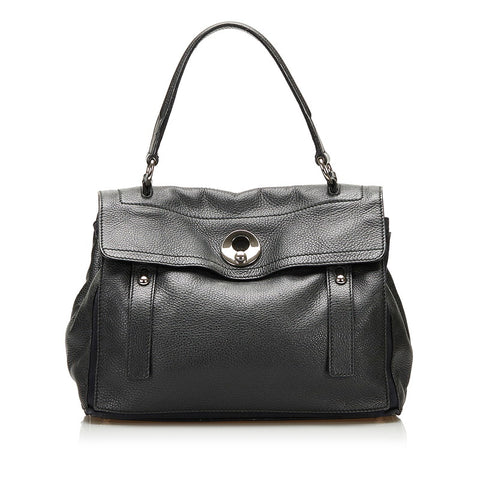 サンローラン ミューズトゥ ハンドバッグ ブラック カーフ キャンバス レディース SAINT LAURENT 【中古】