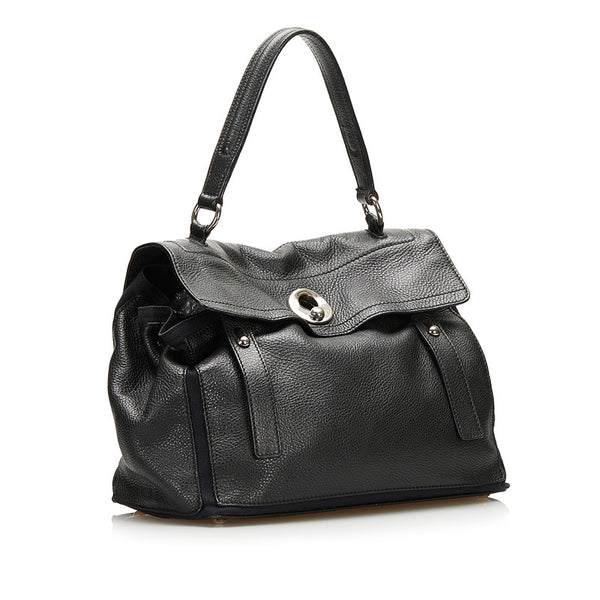 サンローラン ミューズトゥ ハンドバッグ ブラック カーフ キャンバス レディース SAINT LAURENT 【中古】