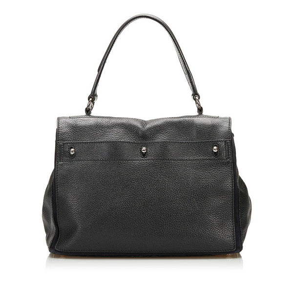 サンローラン ミューズトゥ ハンドバッグ ブラック カーフ キャンバス レディース SAINT LAURENT 【中古】