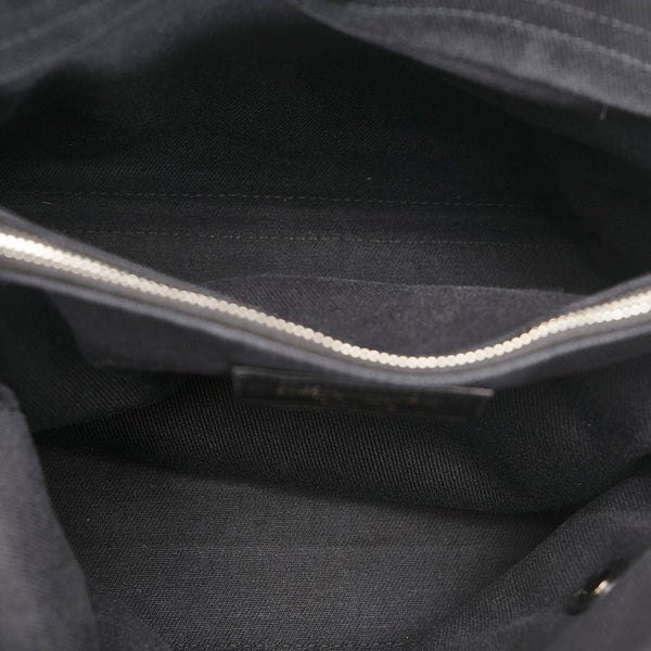 サンローラン ミューズトゥ ハンドバッグ ブラック カーフ キャンバス レディース SAINT LAURENT 【中古】