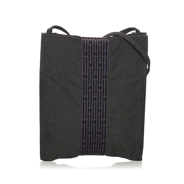 エルメス エールライン 斜め掛け ショルダーバッグ グレー キャンバス メンズ HERMES 【中古】