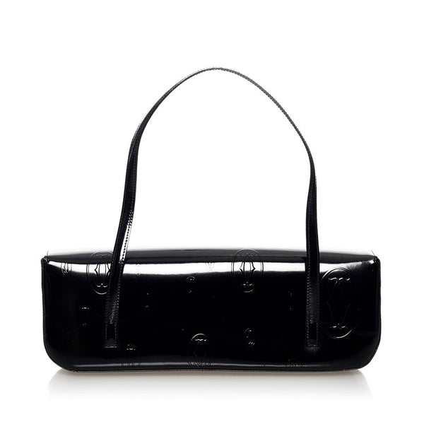 カルティエ ハッピーバースデー ハンドバッグ ブラック エナメル レディース CARTIER 【中古】