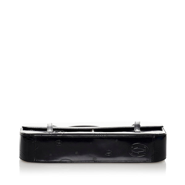 カルティエ ハッピーバースデー ハンドバッグ ブラック エナメル レディース CARTIER 【中古】