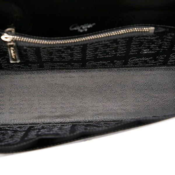 カルティエ ハッピーバースデー ハンドバッグ ブラック エナメル レディース CARTIER 【中古】