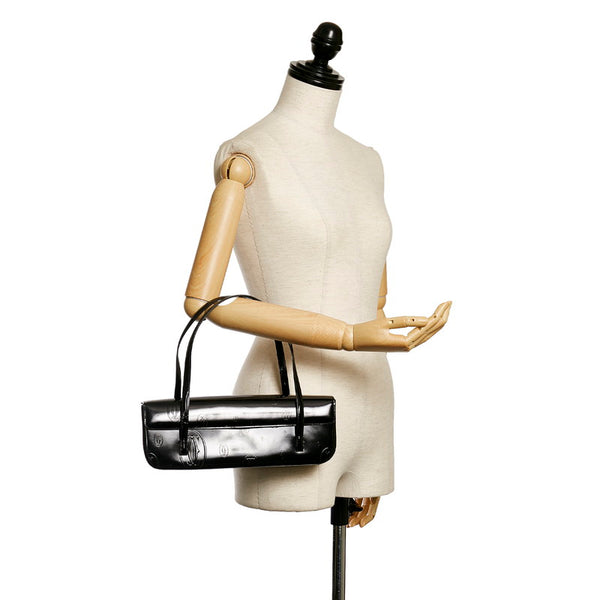 カルティエ ハッピーバースデー ハンドバッグ ブラック エナメル レディース CARTIER 【中古】