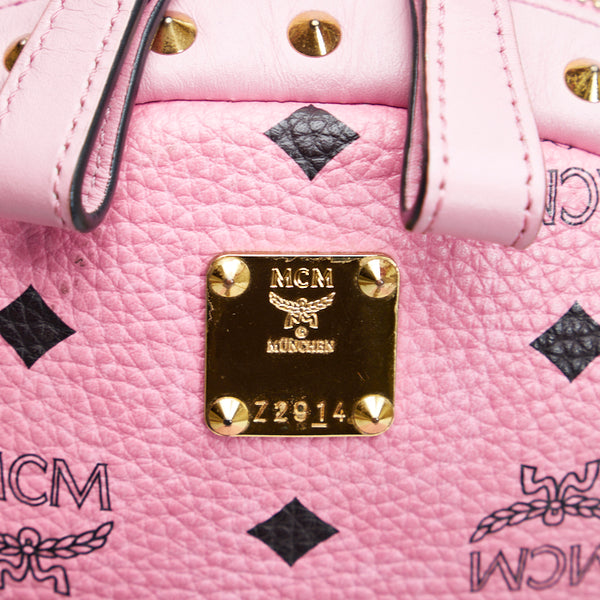 エム シー エム ヴィセトス ロゴグラム リュックサック バックパック ピンク PVC レザー レディース MCM 【中古】