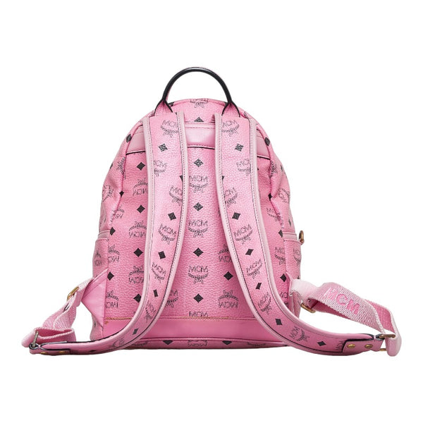 エム シー エム ヴィセトス ロゴグラム リュックサック バックパック ピンク PVC レザー レディース MCM 【中古】