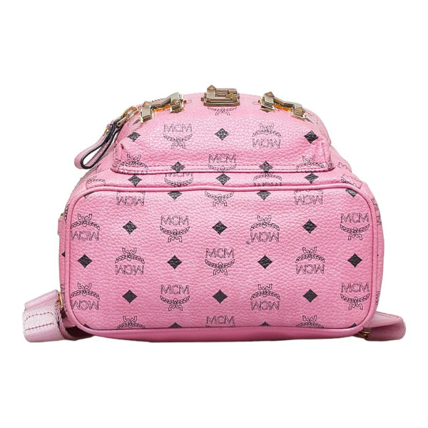 エム シー エム ヴィセトス ロゴグラム リュックサック バックパック ピンク PVC レザー レディース MCM 【中古】