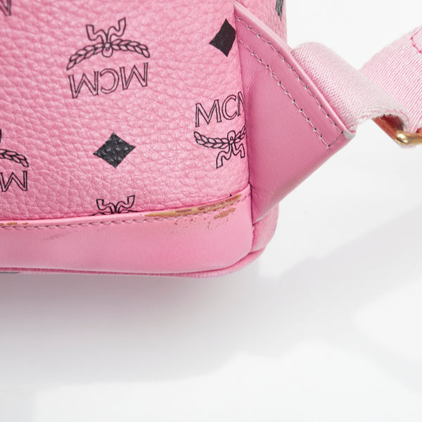 エム シー エム ヴィセトス ロゴグラム リュックサック バックパック ピンク PVC レザー レディース MCM 【中古】