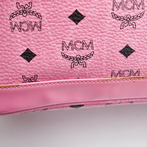 エム シー エム ヴィセトス ロゴグラム リュックサック バックパック ピンク PVC レザー レディース MCM 【中古】