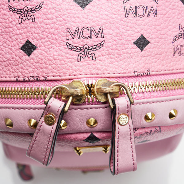 エム シー エム ヴィセトス ロゴグラム リュックサック バックパック ピンク PVC レザー レディース MCM 【中古】
