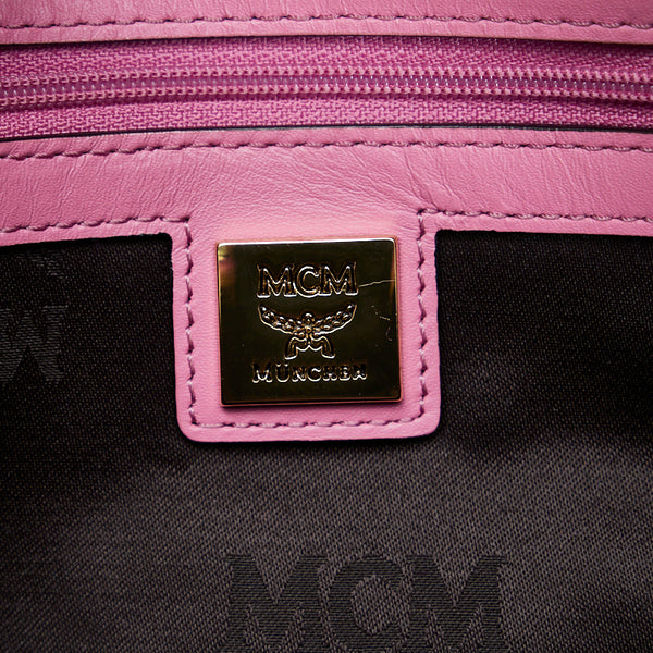 エム シー エム ヴィセトス ロゴグラム リュックサック バックパック ピンク PVC レザー レディース MCM 【中古】