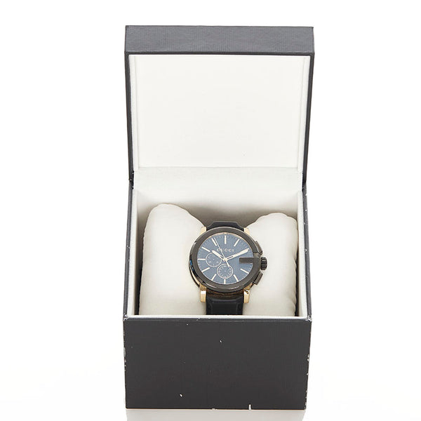 グッチ ラージウォッチ YA101203 ブラック ゴールド ステンレススチール 腕時計 メンズ GUCCI クオーツ ブラック文字盤 【中古】