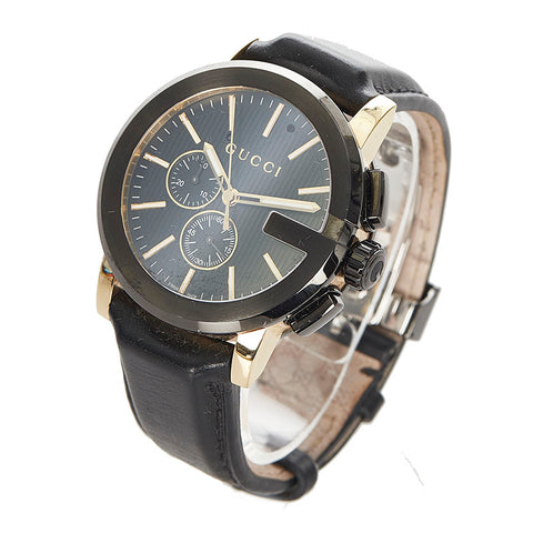 グッチ ラージウォッチ YA101203 ブラック ゴールド ステンレススチール 腕時計 メンズ GUCCI クオーツ ブラック文字盤 【中古】