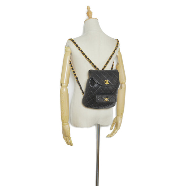 シャネル マトラッセ ココマーク チェーン リュック バックパック ブラック ゴールド レザー レディース CHANEL 【中古】