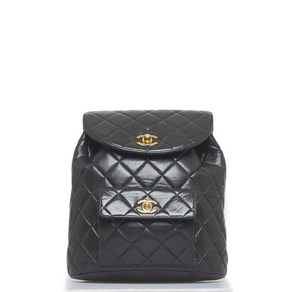 シャネル マトラッセ ココマーク チェーン リュック バックパック ブラック ゴールド レザー レディース CHANEL 【中古】