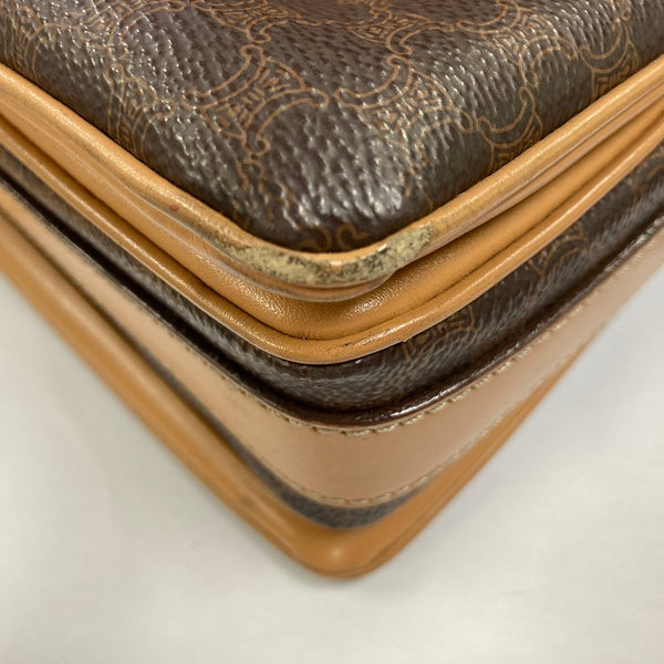 セリーヌ マカダム ブラウン PVC レザー ショルダーバッグ レディース CELINE 【中古】
