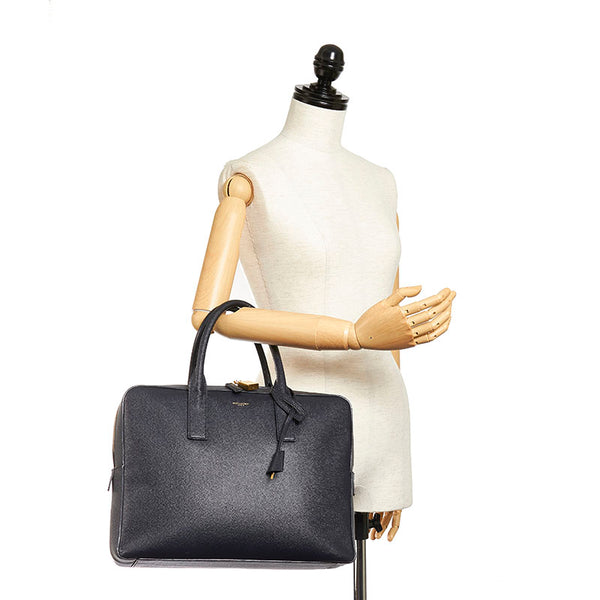 サンローラン ネイビー レザー ビジネスバッグ メンズ SAINT LAURENT 【中古】