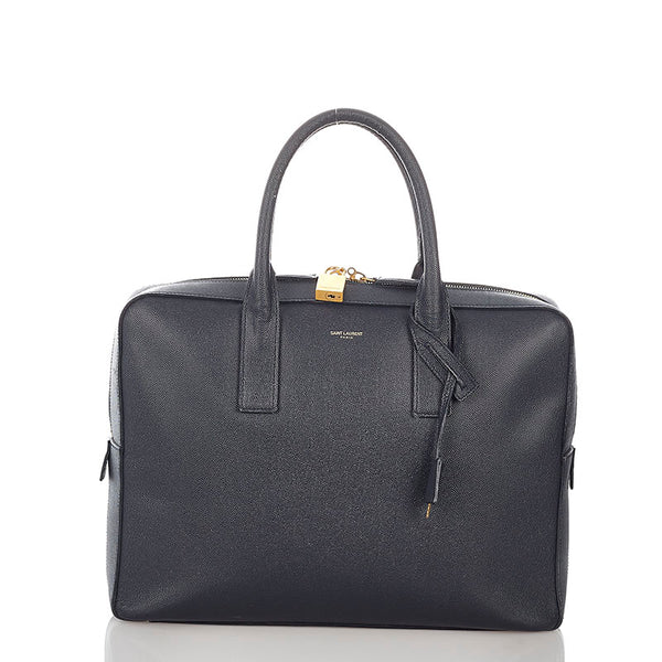 サンローラン ネイビー レザー ビジネスバッグ メンズ SAINT LAURENT 【中古】
