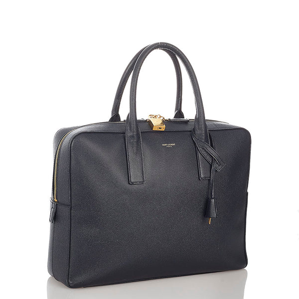 サンローラン ネイビー レザー ビジネスバッグ メンズ SAINT LAURENT 【中古】