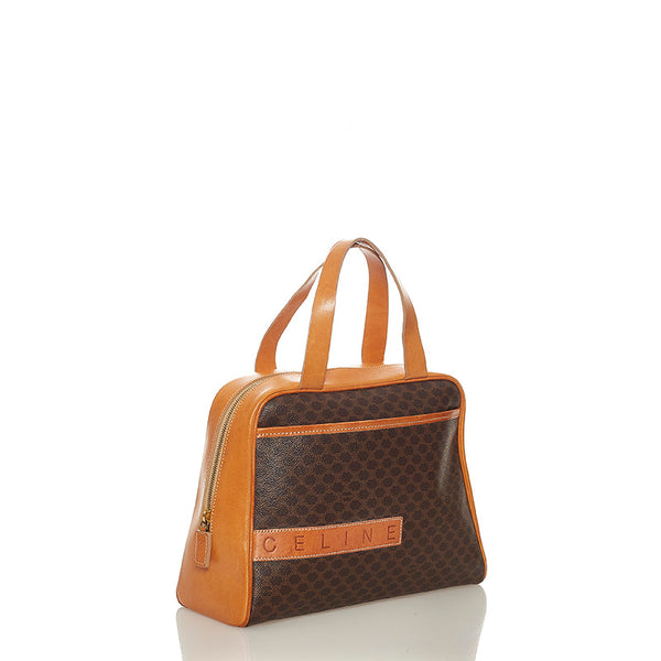 セリーヌ マカダム トリオンフ ブラウン PVC レザー ハンドバッグ レディース CELINE 【中古】