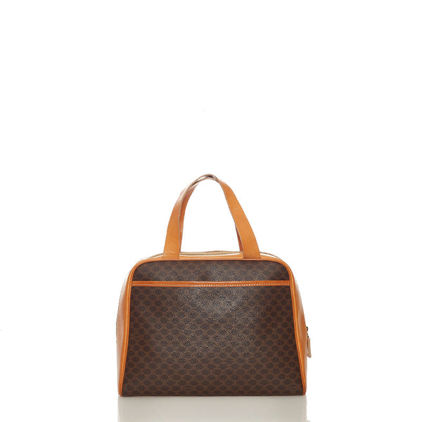 セリーヌ マカダム トリオンフ ブラウン PVC レザー ハンドバッグ レディース CELINE 【中古】