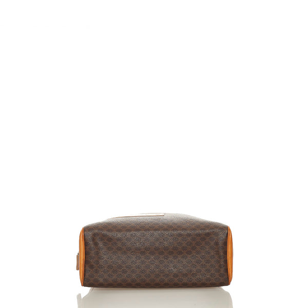 セリーヌ マカダム トリオンフ ブラウン PVC レザー ハンドバッグ レディース CELINE 【中古】