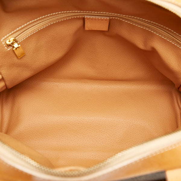 セリーヌ マカダム トリオンフ ブラウン PVC レザー ハンドバッグ レディース CELINE 【中古】