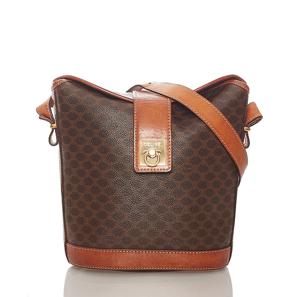 セリーヌ マカダム ブラウン PVC レザー 斜め掛け ショルダーバッグ レディース CELINE 【中古】