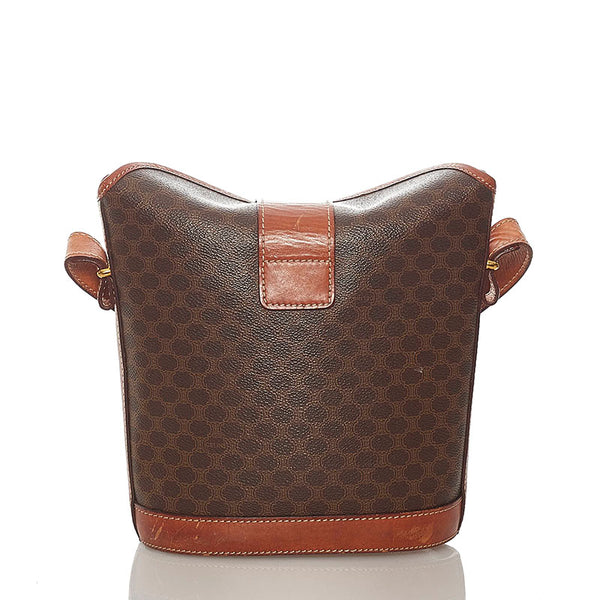 セリーヌ マカダム ブラウン PVC レザー 斜め掛け ショルダーバッグ レディース CELINE 【中古】