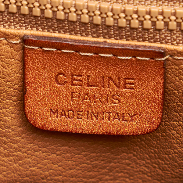 セリーヌ マカダム ブラウン PVC レザー 斜め掛け ショルダーバッグ レディース CELINE 【中古】