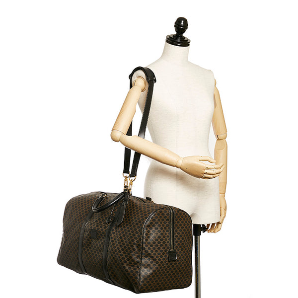 セリーヌ マカダム  トリオンフ ブラウン PVC レザー ボストンバッグ レディース CELINE 【中古】