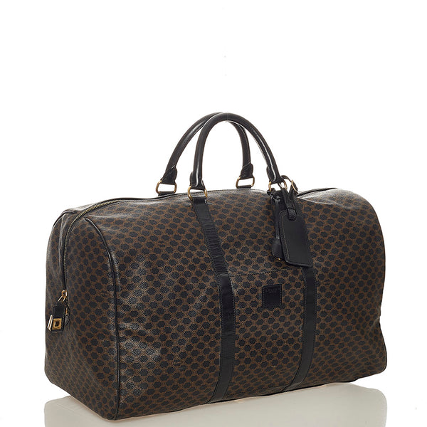 セリーヌ マカダム  トリオンフ ブラウン PVC レザー ボストンバッグ レディース CELINE 【中古】