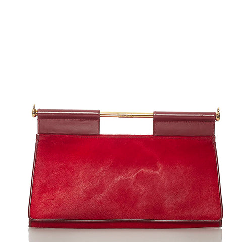 グッチ 004 1274 0611 レッド ハラコ レザー ハンドバッグ ショルダーバッグ 2WAY レディース GUCCI 【中古】