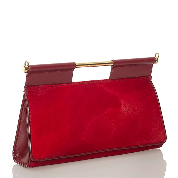 グッチ 004 1274 0611 レッド ハラコ レザー ハンドバッグ ショルダーバッグ 2WAY レディース GUCCI 【中古】