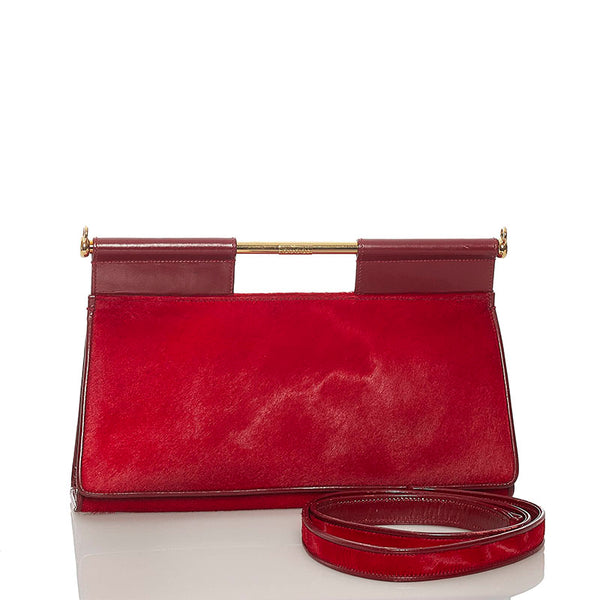 グッチ 004 1274 0611 レッド ハラコ レザー ハンドバッグ ショルダーバッグ 2WAY レディース GUCCI 【中古】