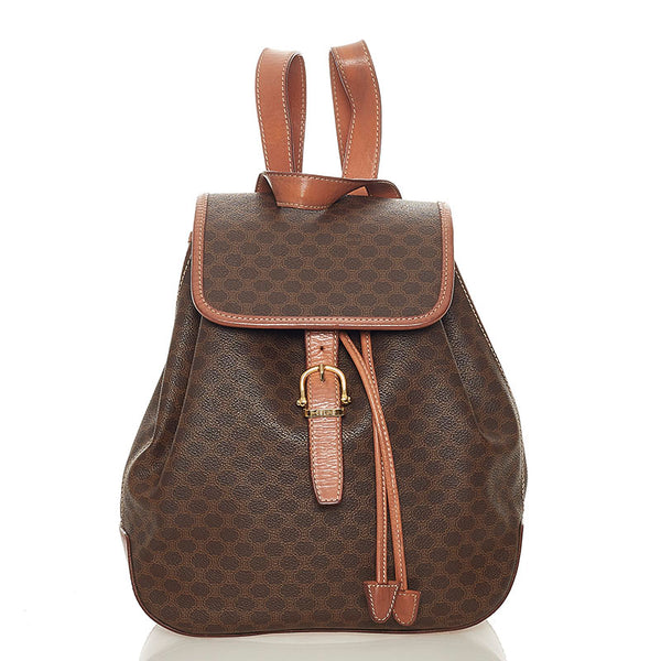 セリーヌ マカダム ブラウン PVC レザー リュック バックパック レディース CELINE 【中古】